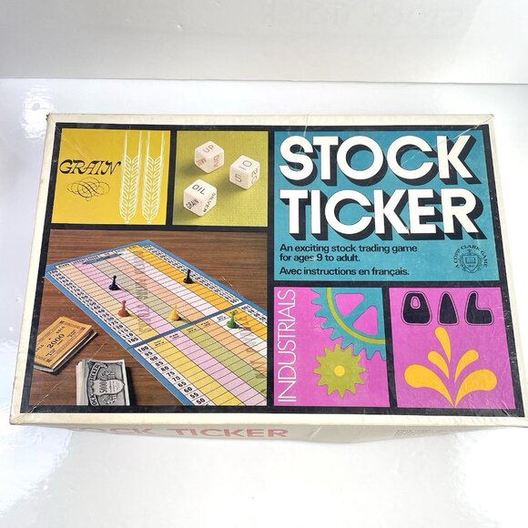 Vintage Stock Ticker Board Game - Stock Market - Coop Clark complete Pink Cover - Picture 11 of 16
